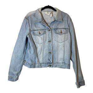 Liz Claiborne Classic Light Denim Jean Jacket Trucker Large Womens